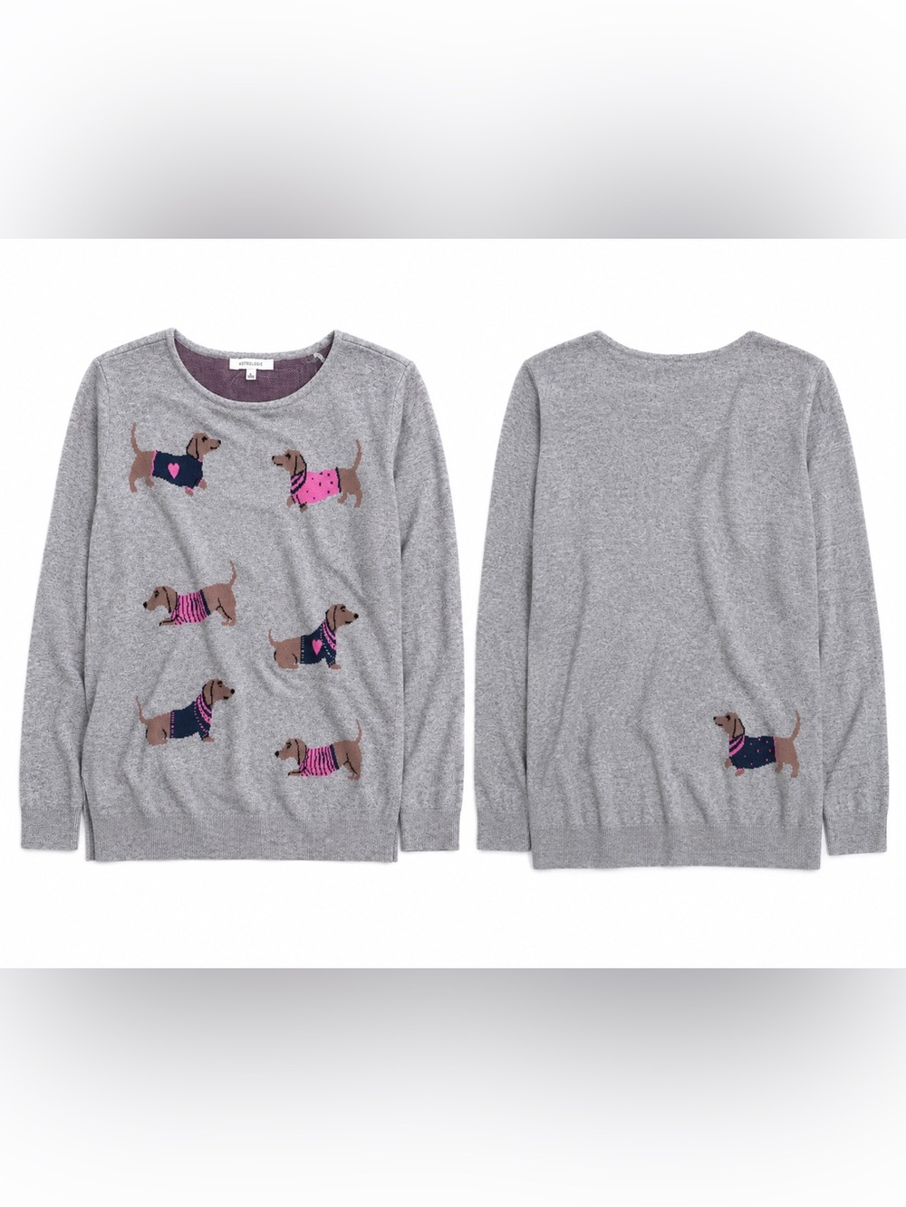 Astrologie Dachshund Dog Sweater Gray Pink Navy Wiener Dog Pullover - large